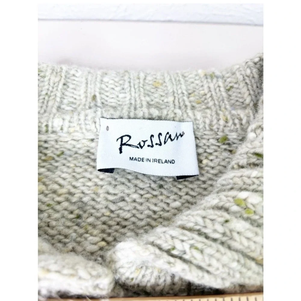 Rossan Donegal Large Wool Neutral Oatmeal Sweater Cardigan Button Up EUC - Picture 5 of 6